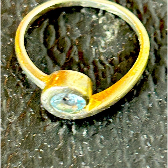 Sterling silver and aquamarine stone. It’s a size 8 in excellent condition. - Picture 2 of 5